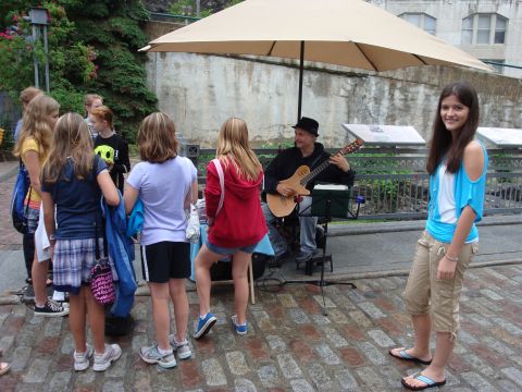 June 2011 - Listening to street musicians in Quebec, Canada