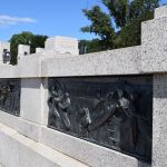 Relief pieces depict the various realities of the war