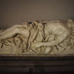 The most famous sculpture in the cathedral is <i>Reclining Christ</i> by Jean Del Cour, erected in 1696.